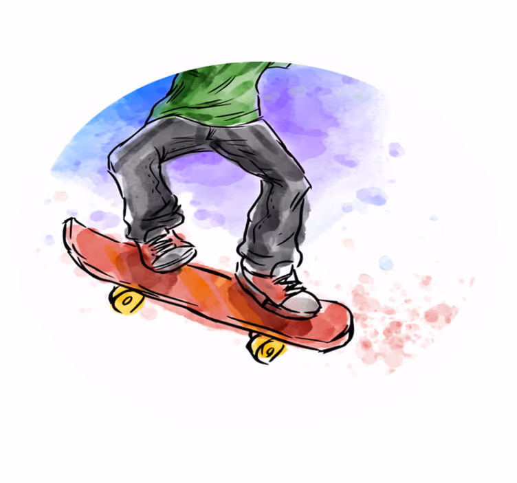 Alfombra vinílica juvenil acuarela de skater - TenVinilo