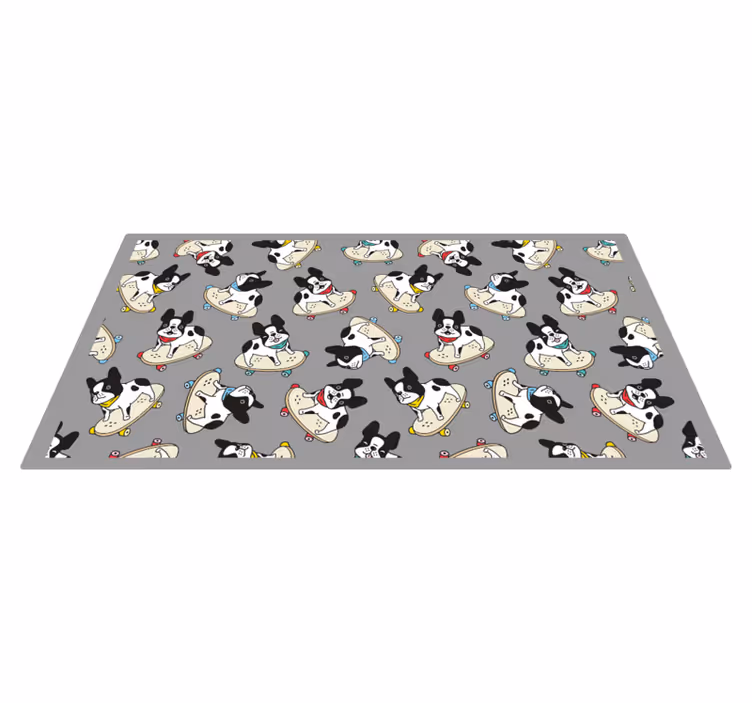 Alfombra vinílica infantil patrón de perros patinando - TenVinilo