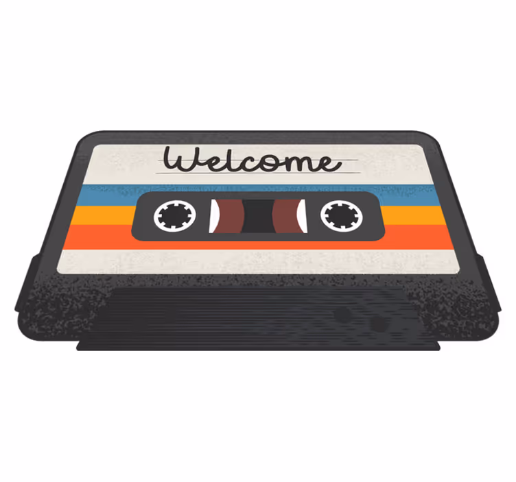 Alfombra vinílica con frase bienvenida casete - TenVinilo