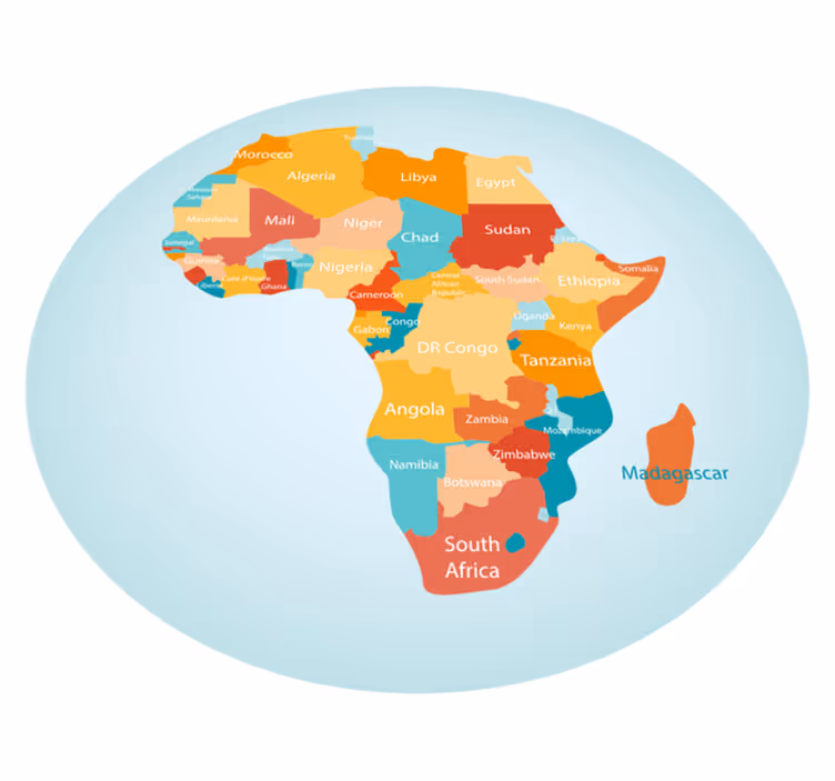 Alfombra de vinilo mapamundi Tarjeta de mapa de africa - TenVinilo