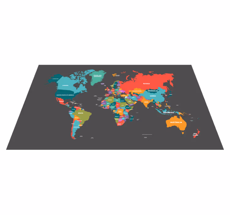 Alfombra de vinilo mapamundi Tarjeta escolar - planisferio - TenVinilo