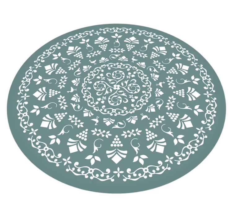 Alfombra vinílica mandala motivo de patrón floral - TenVinilo