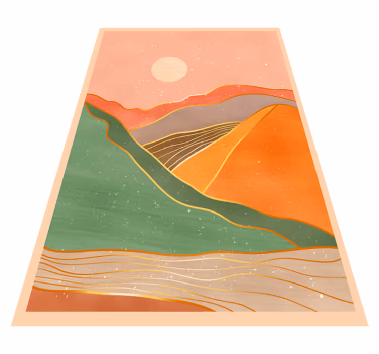 Alfombra vinílica moderna paisaje montañoso abstracto - TenVinilo