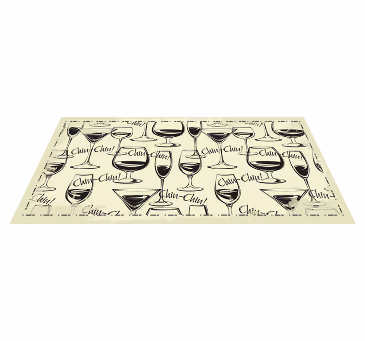 Alfombra vinílica cocina copas de vino para saludar - TenVinilo