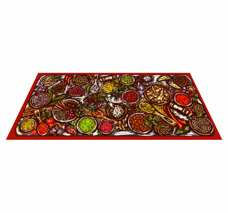 Alfombra vinílica cocina cuencos de especias - TenVinilo