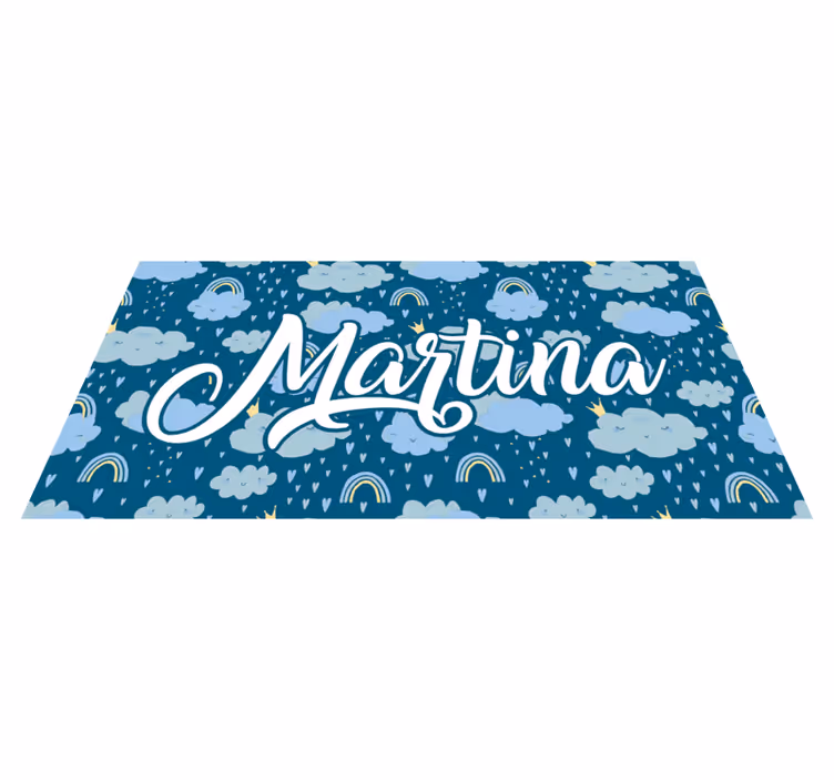 Alfombra vinílica con nombre lluvia y arcoíris  - TenVinilo