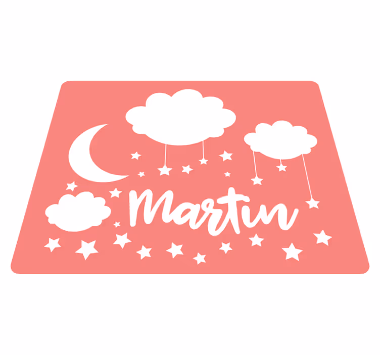 Alfombra vinílica infantil dulce cielo nocturno con nombre - TenVinilo