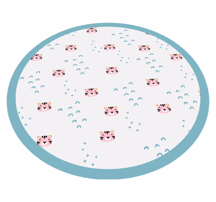 Alfombra vinílica infantil arcoíris azules y gatos rosados - TenVinilo