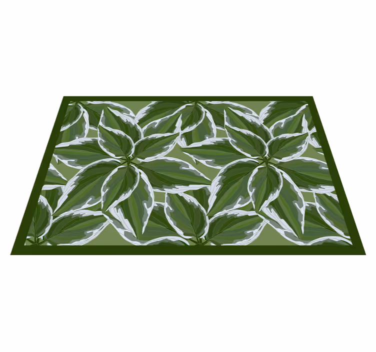 Alfombra vinílica salón patrón de hojas verdes - TenVinilo