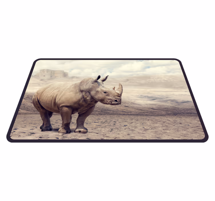 Alfombra vinílica animales majestuosa escena de rinocerontes - TenVinilo