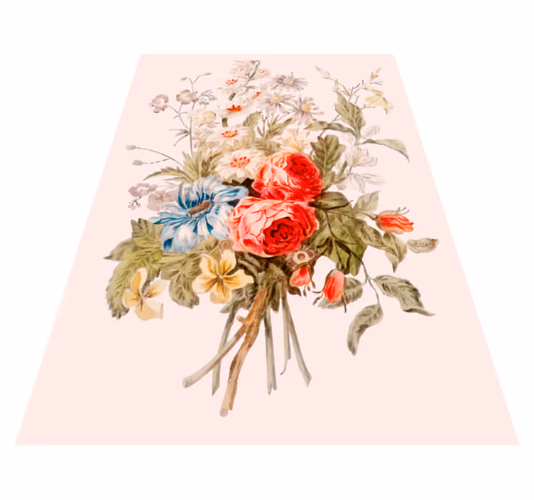 Alfombra vinílica flores exquisito arreglo floral - TenVinilo