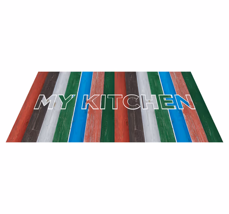 Alfombra vinilo cocina Madera pintada - TenVinilo