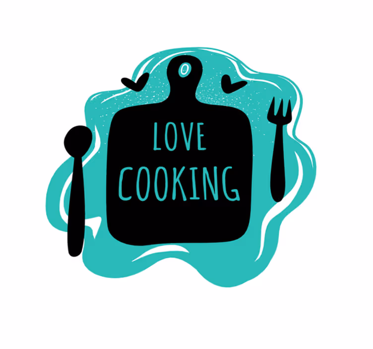 Alfombra vinílica cocina tabla de cortar me encanta cocinar - TenVinilo