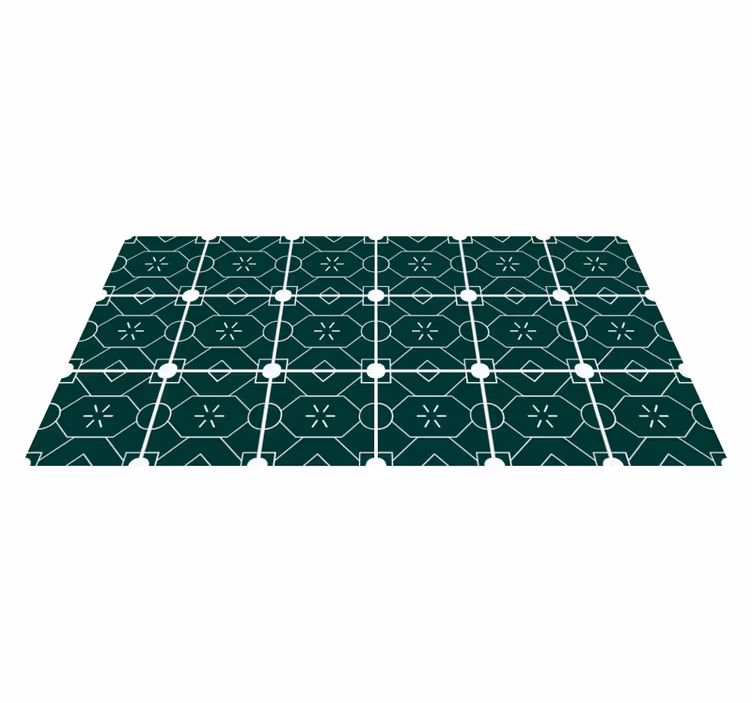 Alfombra vinílica hidráulica arreglo geométrico verde - TenVinilo