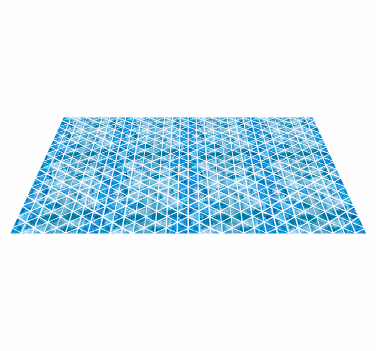 Alfombra vinílica geométrica patrón de triángulo azul - TenVinilo