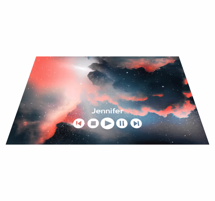 Alfombra vinílica juvenil música personalizada espacial - TenVinilo