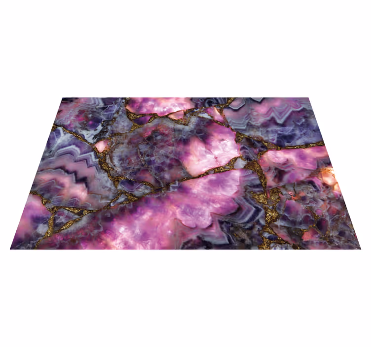 Alfombra vinílica imitación mármol diseño venas moradas - TenVinilo