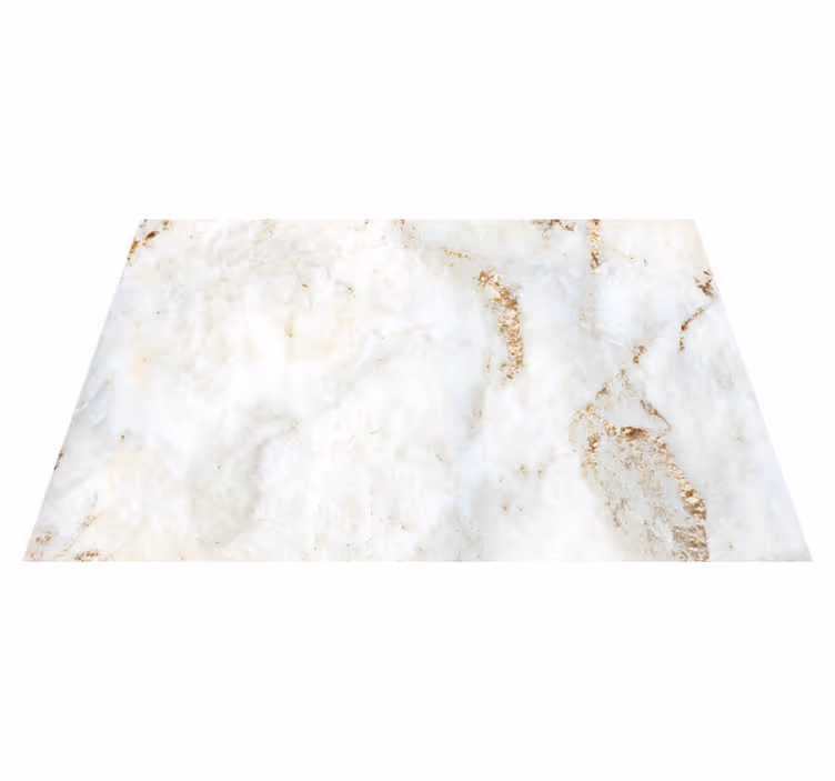 Alfombra vinílica textura piedra Mármol blanco y dorado - TenVinilo