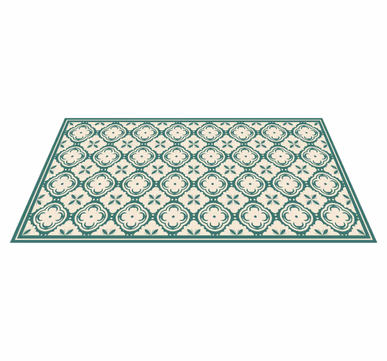 Alfombra vinílica imitación mármol elegante elemento floral - TenVinilo