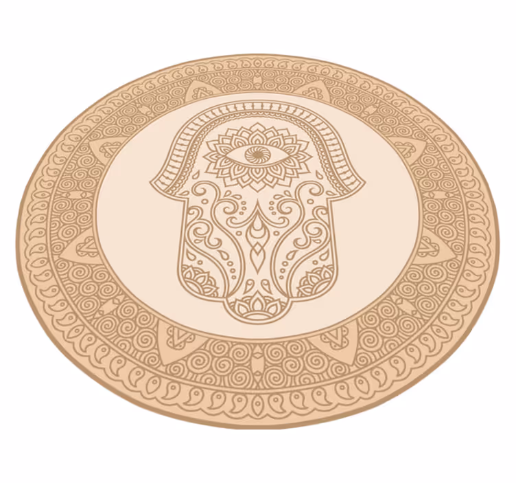 Alfombra vinílica mandala símbolo de la mano de fátima beige - TenVinilo