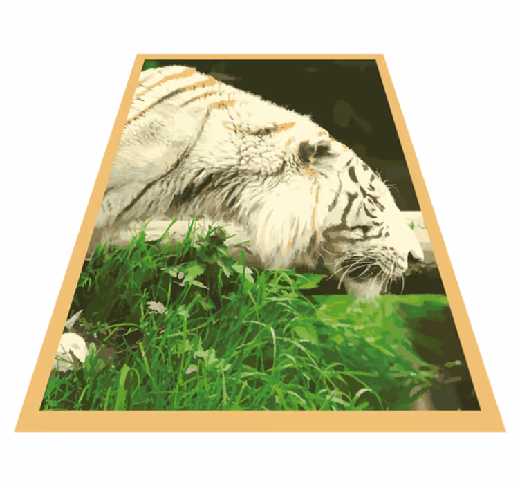 Alfombra vinílica animales gger blanco en la hierba - TenVinilo
