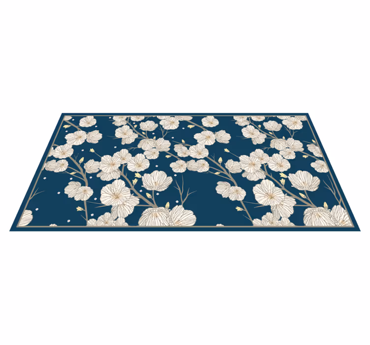Alfombra vinílica flores patrón floral floreciente - TenVinilo