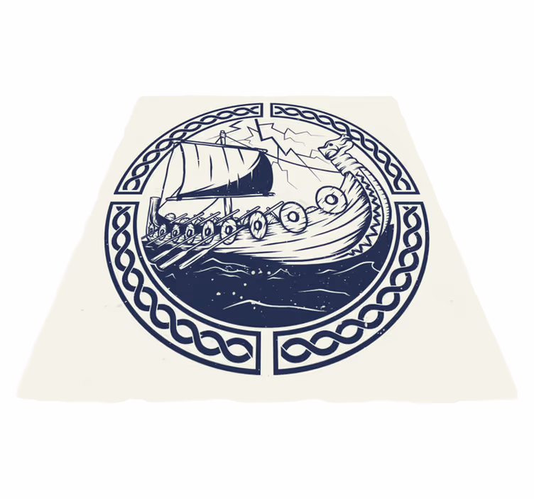 Alfombra de vinilo infantil Barcos vikingos - TenVinilo