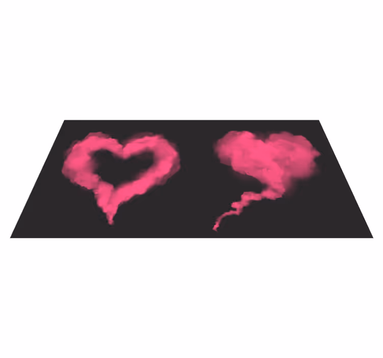Alfombra vinílica dormitorio neblina de corazón rosa - TenVinilo