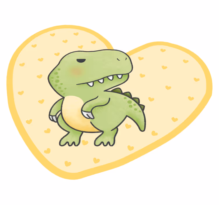 Alfombra vinilo infantil Dino t-rex corazon - TenVinilo