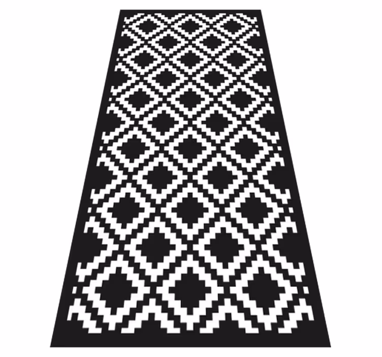 Alfombra vinilo mosaico rombos blanco y negro - TenVinilo