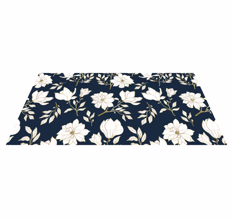 Alfombra vinílica dormitorio Patrón de flores blancas - TenVinilo
