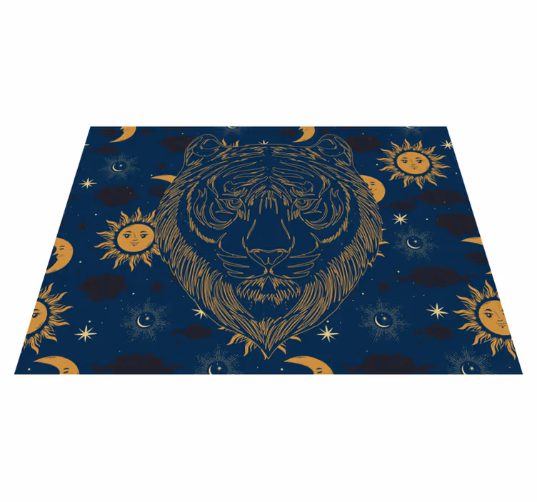 Alfombra vinílica animal print tigre y soles - TenVinilo