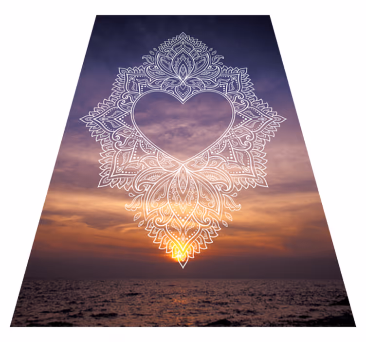 Alfombra vinílica mandala diseño elegante y con corazón - TenVinilo