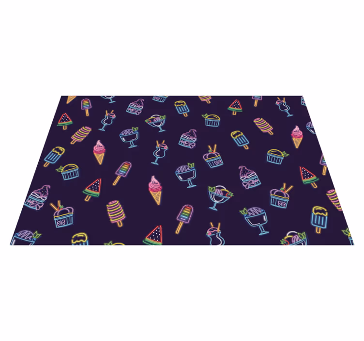 Alfombra vinílica infantil dulces de neón - TenVinilo