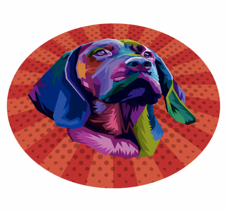 Alfombra vinílica animales retrato colorido de perro - TenVinilo