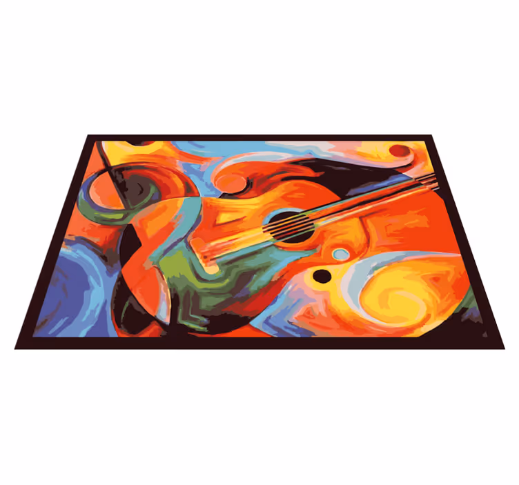 Alfombras vinílicas modernas Guitarra colorida de arte moderno - TenVinilo