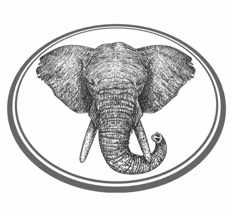 Alfombra vinílica animales contorno de elefante gris - TenVinilo