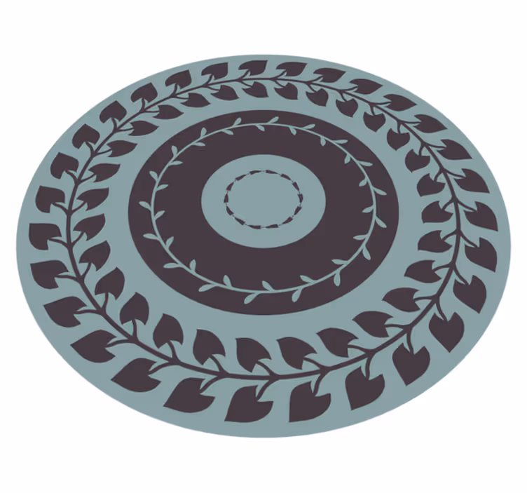 Alfombra vinílica naturaleza patrón circular de hojas - TenVinilo