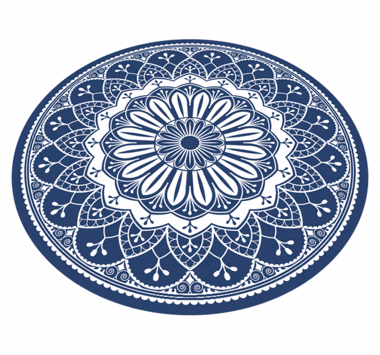 Alfombra vinílica mandala azul circular - TenVinilo