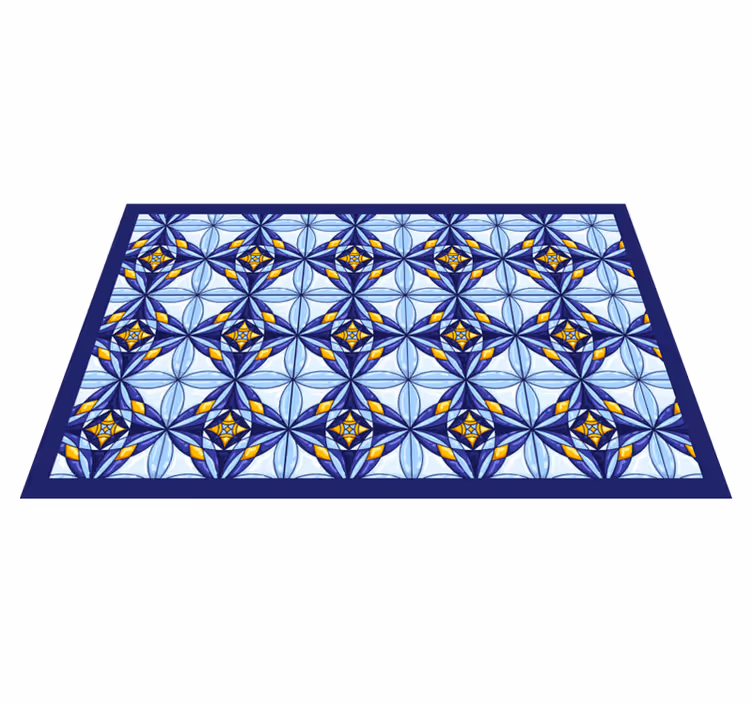 Alfombra vinílica hidráulica patrón azul vibrante - TenVinilo