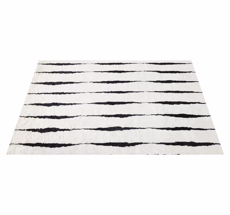 Alfombra vinílica nórdica blanca rayas negras - TenVinilo