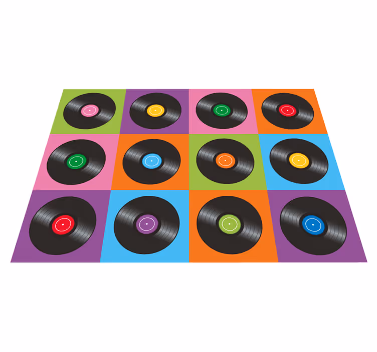 Alfombra vinílica azulejos discos de vinilo - TenVinilo