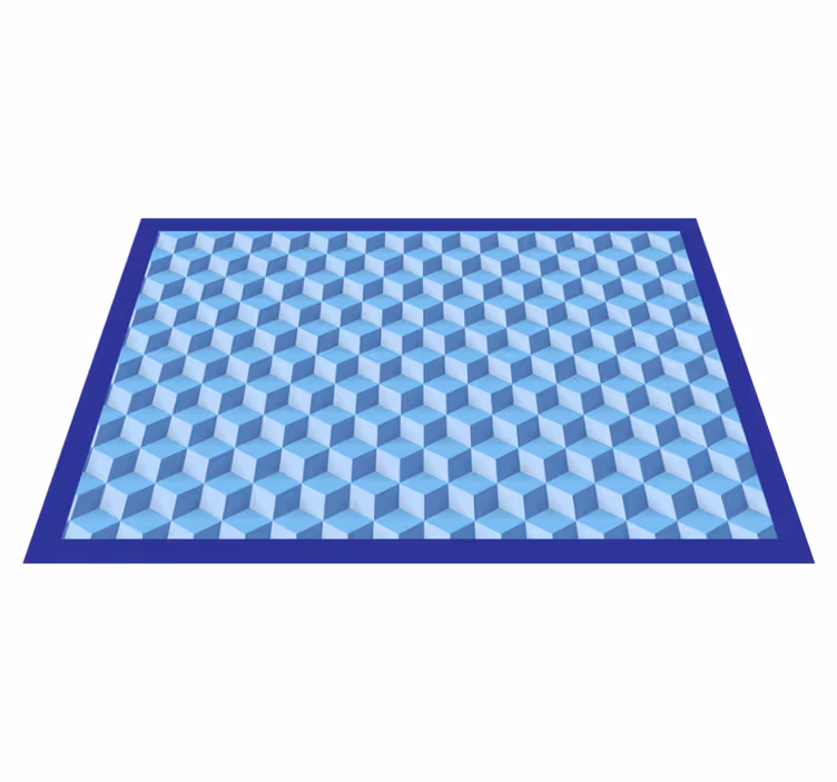Alfombra vinílica geométrica azul cúbico 3d - TenVinilo