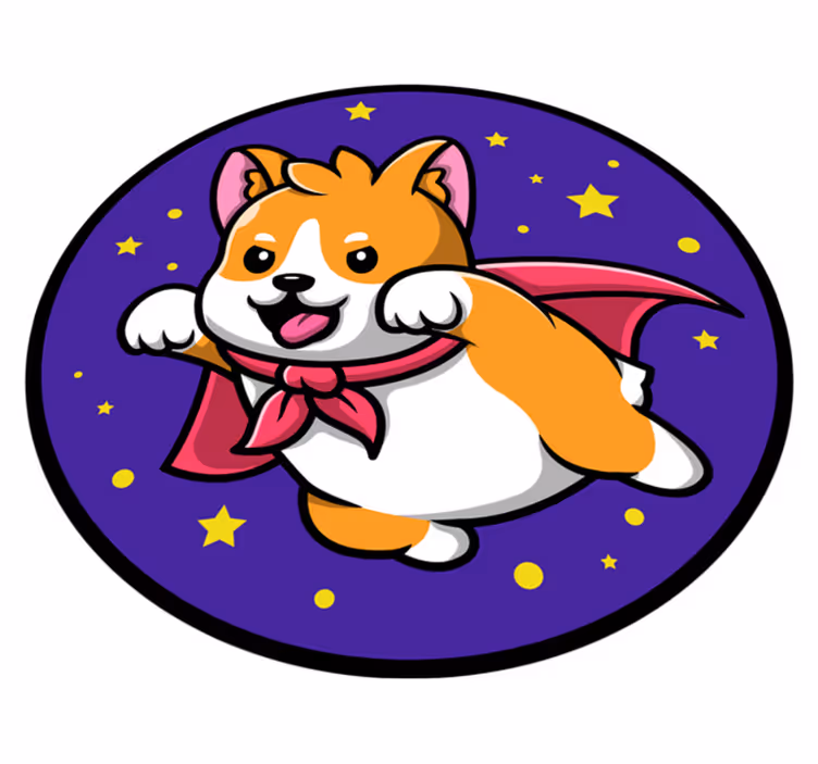 Alfombra vinílica infantil superhéroe corgi - TenVinilo