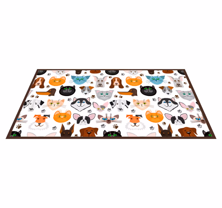 Alfombra vinílica animales caras de criaturas encantadoras - TenVinilo