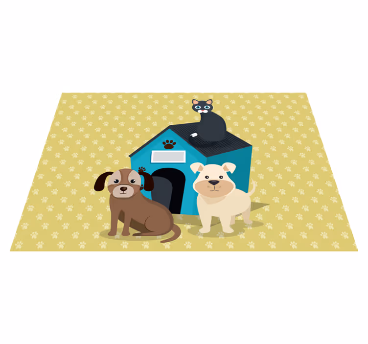 Alfombra vinílica animales perros en casa - TenVinilo