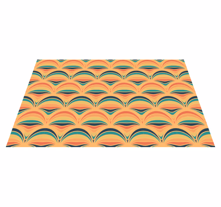 Alfombra vinílica vintage patrones de ondas de colores - TenVinilo