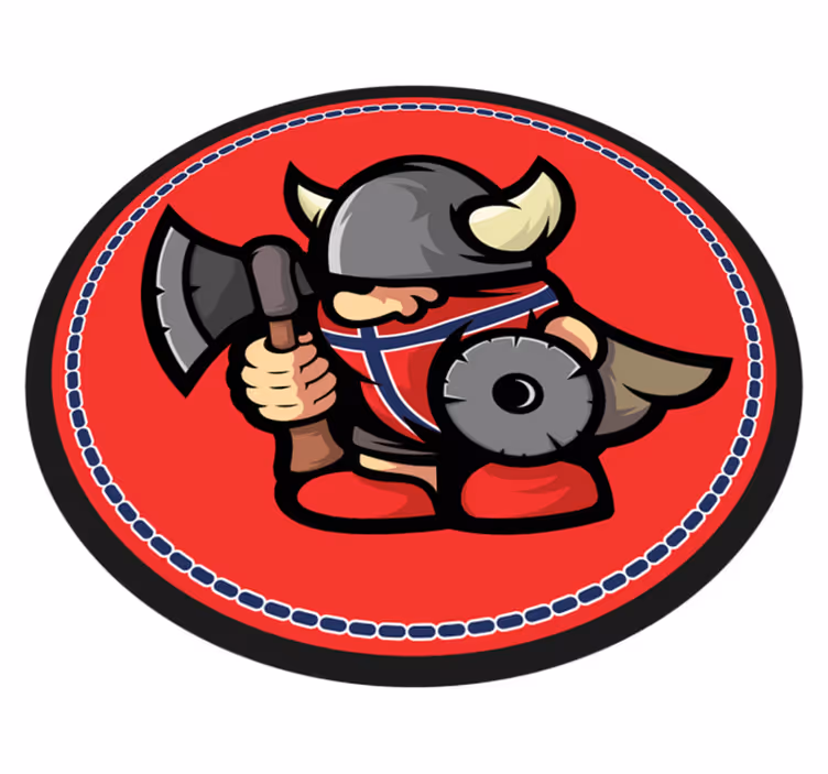 Alfombra vinílica infantil emblema de guerrero vikingo - TenVinilo
