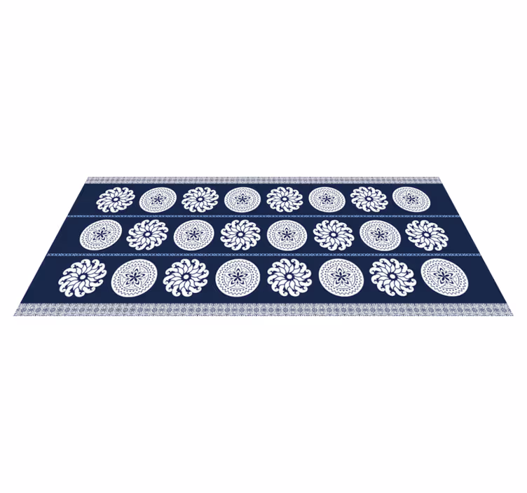 Alfombra vinílica mandala patrones azul marino - TenVinilo