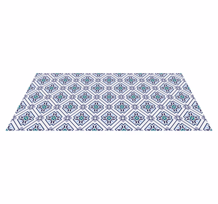 Alfombra vinílica azulejos azules florales - TenVinilo